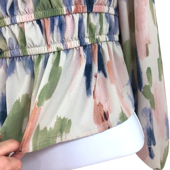 Sofia Jeans by Sofia Vergara Women’s Square Neck Peplum Top with Long Sleeves XS - Picture 6 of 11